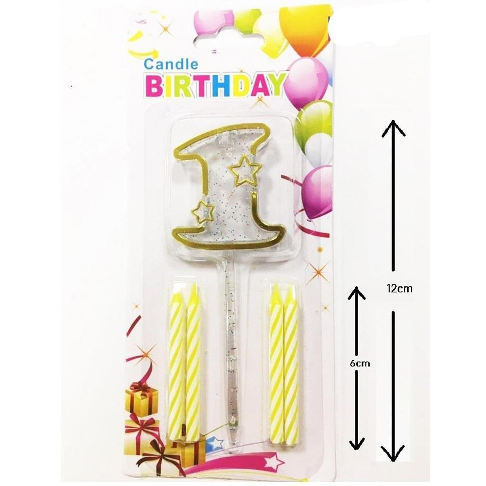 MİKA ŞEFFAF 1 RAKAM GOLD MUM 12CM
