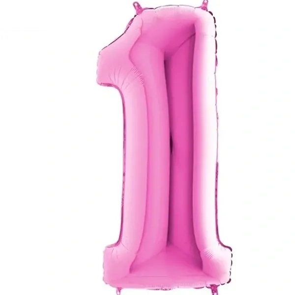 1- RAKAM 40 İNC PEMBE RENK BALON 100 CM
