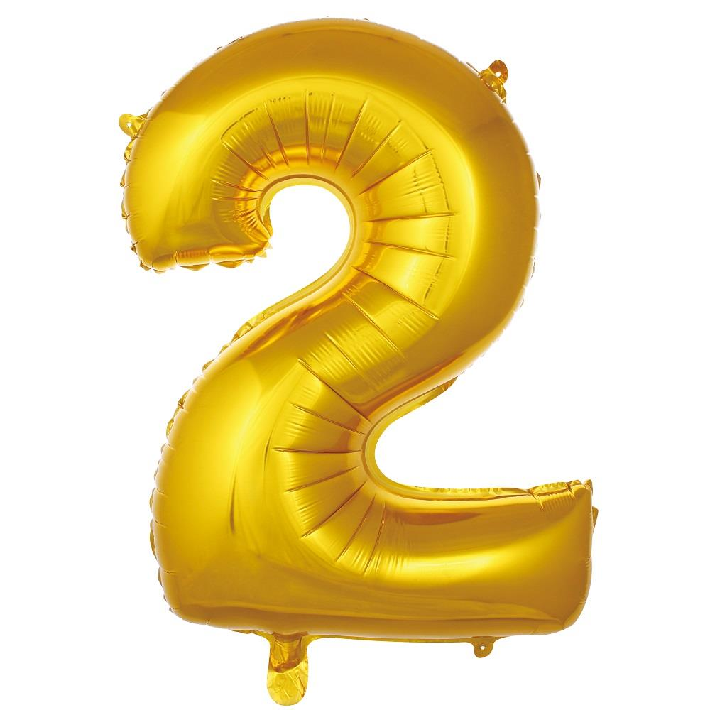 2 Yaş Rakam 40 İ̇nc Gold Renk Folyo Balon 100 Cm