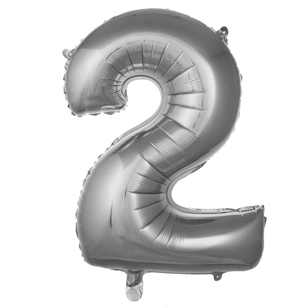 2 Yaş Rakam 40 İ̇nc Gümüş Renk Folyo Balon 100 Cm