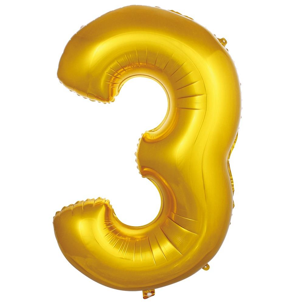 3- Rakam 40 İ̇nc Gold Renk Balon 100 Cm