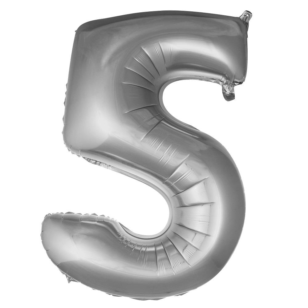5 Yaş Rakam 40 İ̇nc Gümüş Renk Folyo Balon 100 Cm