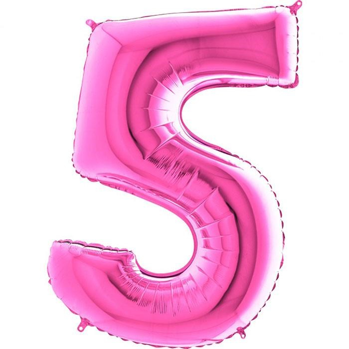 5 Yaş Rakam 40 İ̇nc Pembe Renk Folyo Balon 100 Cm