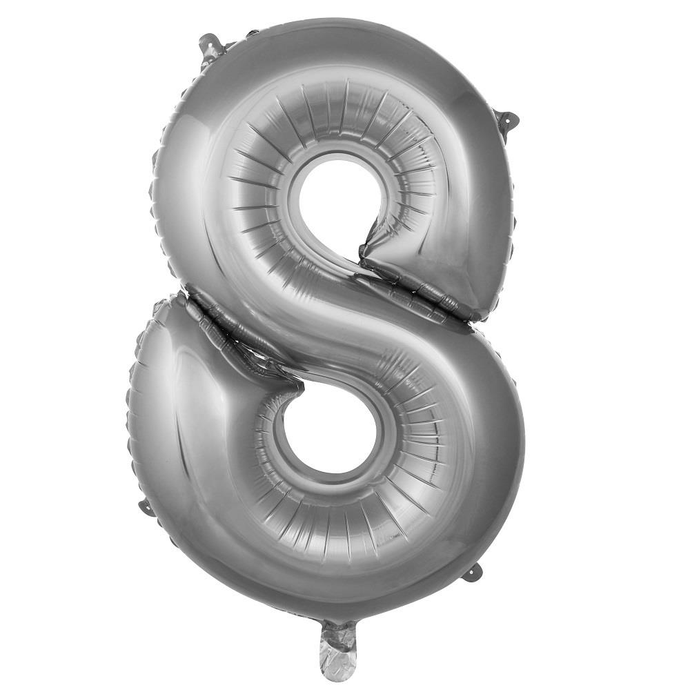 8 Yaş Rakam 40 İ̇nc Gümüş Renk Folyo Balon 100 Cm