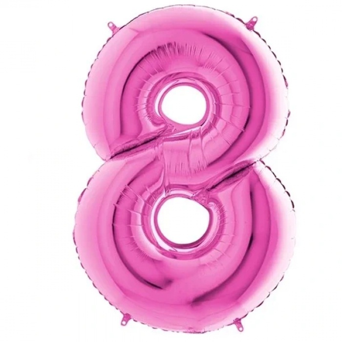 8 Yaş Rakam 40 İ̇nc Pembe Renk Folyo Balon 100 Cm
