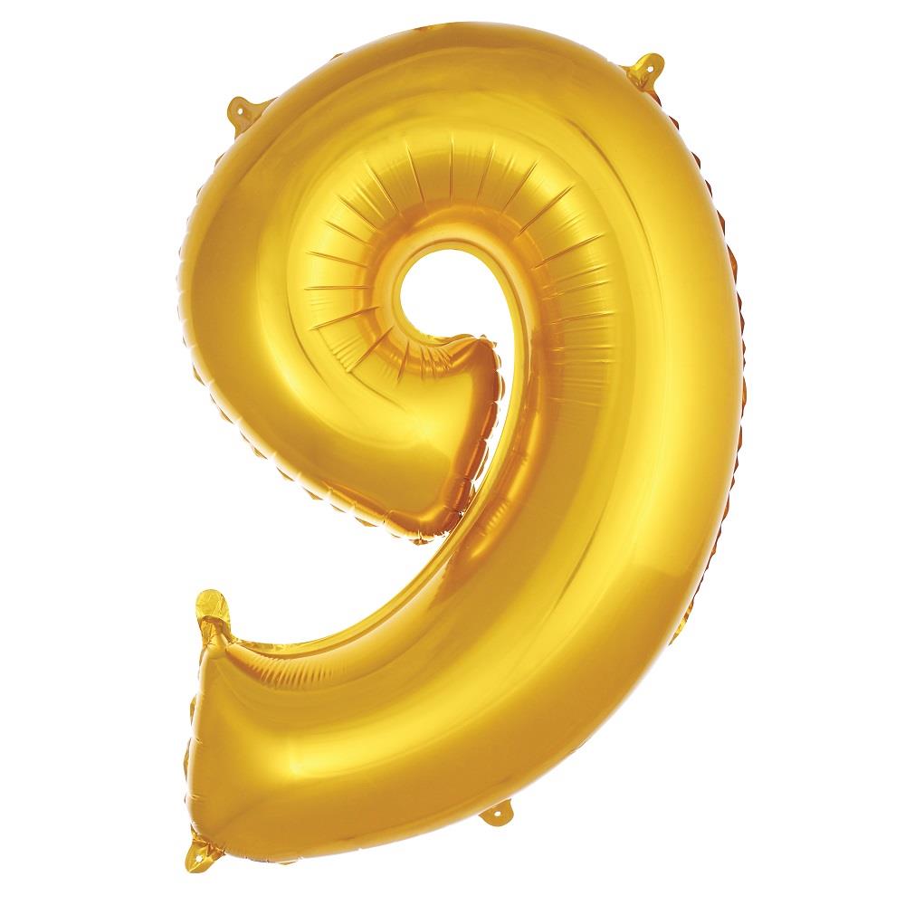 9 Yaş Rakam 40 İ̇nc Gold Renk Folyo Balon 100 Cm