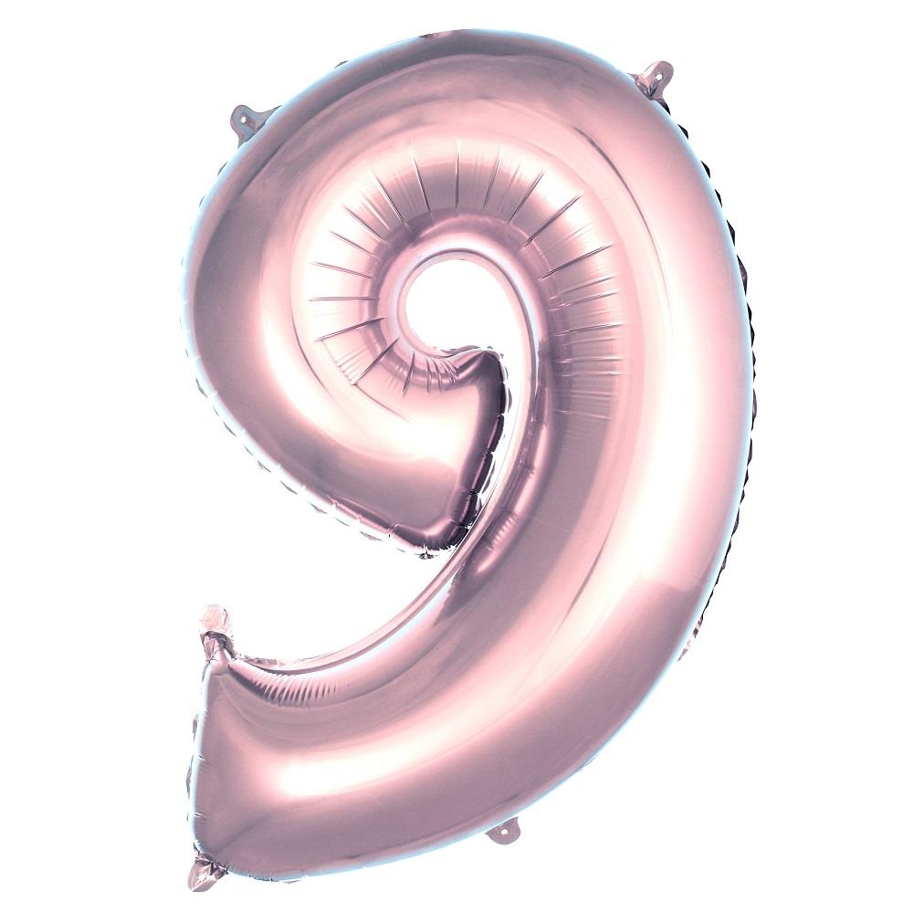 9 Yaş Rakam 40 İ̇nc Rosegold Renk Folyo Balon 100 Cm