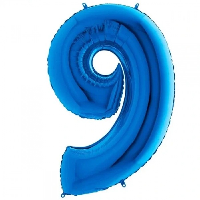 9 YAŞ RAKAM 40 İNC MAVİ RENK FOLYO BALON 100 CM