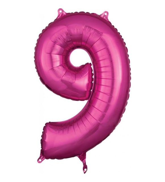 9 YAŞ RAKAM 40 İNC PEMBE RENK FOLYO BALON 100 CM