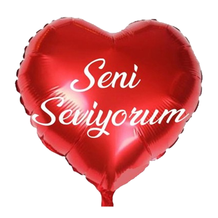 18 İ̇nc Seni̇ Sevi̇yorum Yazili Kalp Folyo Balon