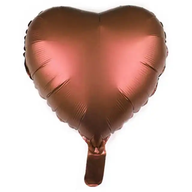 18 İ̇nç Kalp Kahverengi̇ Folyo Balon