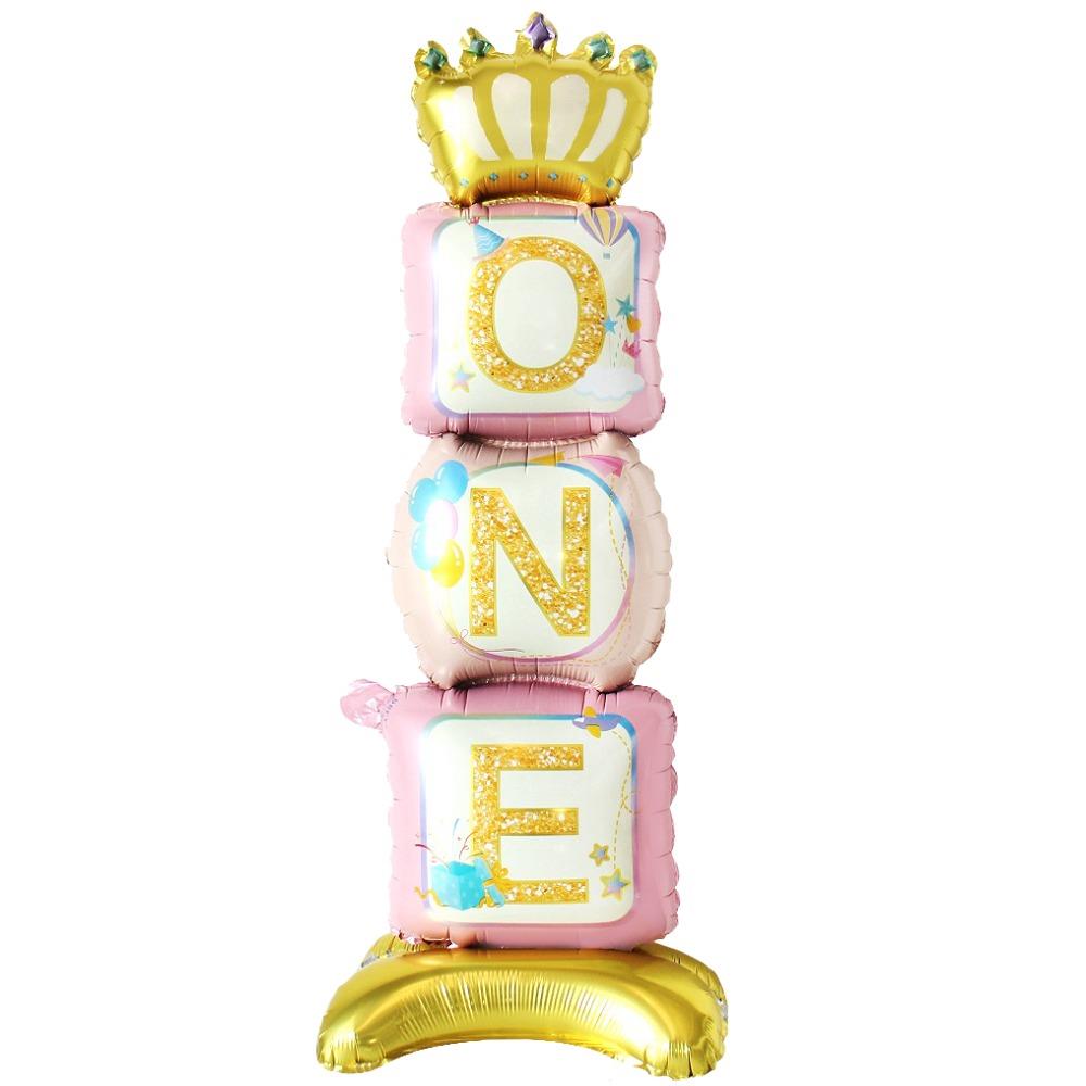 1 YAŞ KIZ AYAKLI ONE  PEMBE FOLYO BALON 34x108 CM