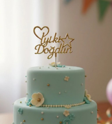 İYİKİ DOĞDUN PASTA SÜSÜ GOLD