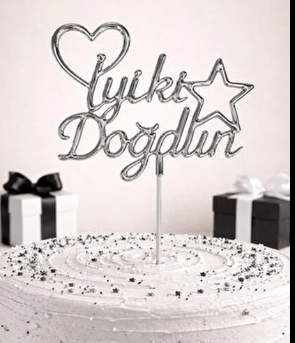 İYİKİ DOĞDUN PASTA SÜSÜ GÜMÜŞ
