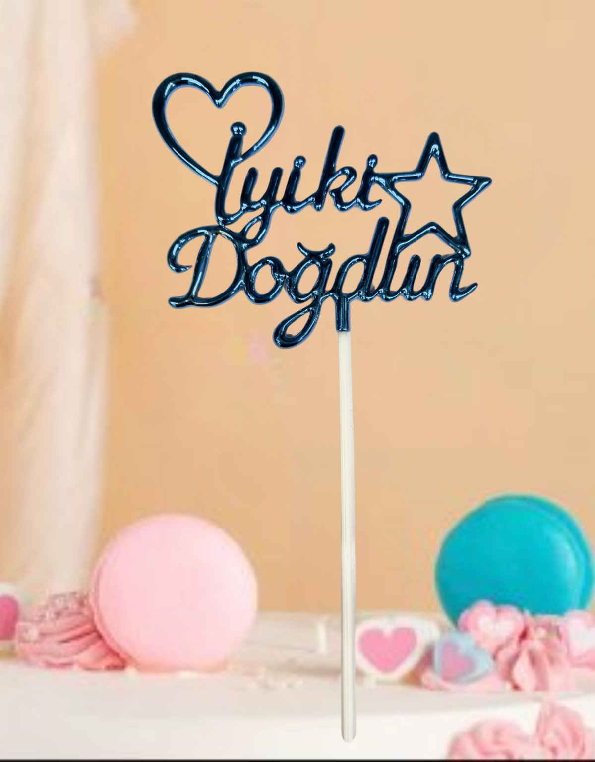 İYİKİ DOĞDUN PASTA SÜSÜ MAVİ