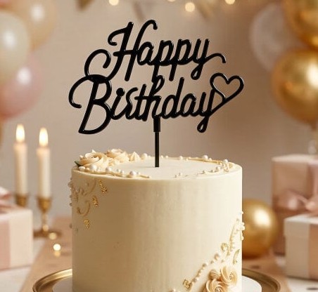 HAPPY BİRTDAY PASTA SÜSÜ SİYAH