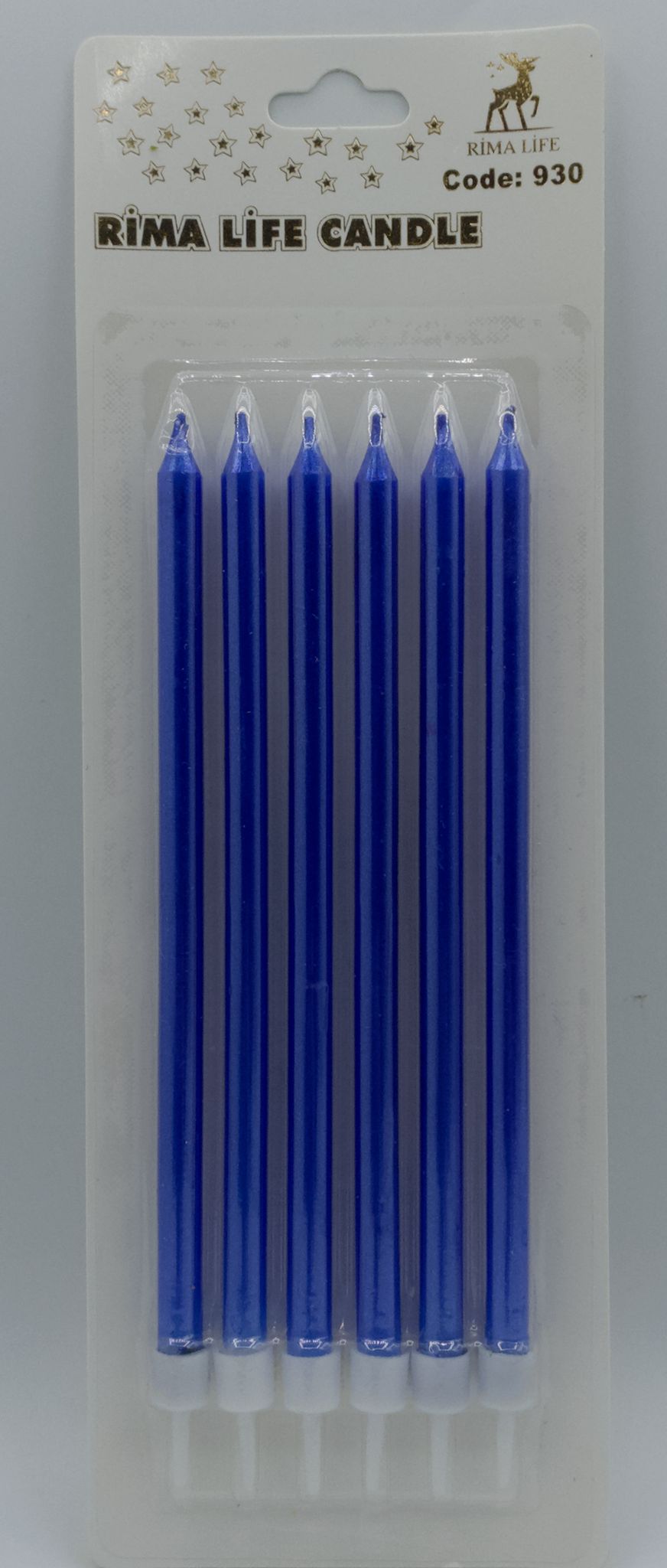 METALİK KOYU MAVİ PASTA MUMU SETİ - 14 CM EKSTRA UZUN VE ŞIK 6 ADET