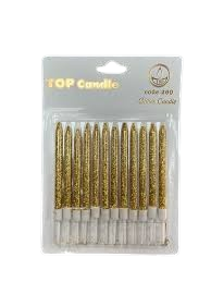 SİMLİ GOLD PASTA MUMU SETİ - 7 CM IŞILTILI VE ŞIK 12 ADET