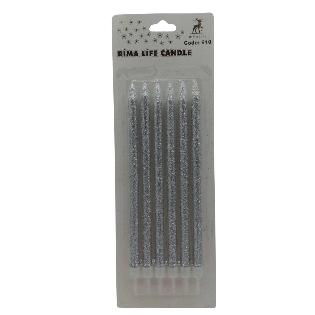 SİMLİ GÜMÜŞ PASTA MUMU SETİ - 14 CM EKSTRA UZUN VE LÜKS 6 ADET