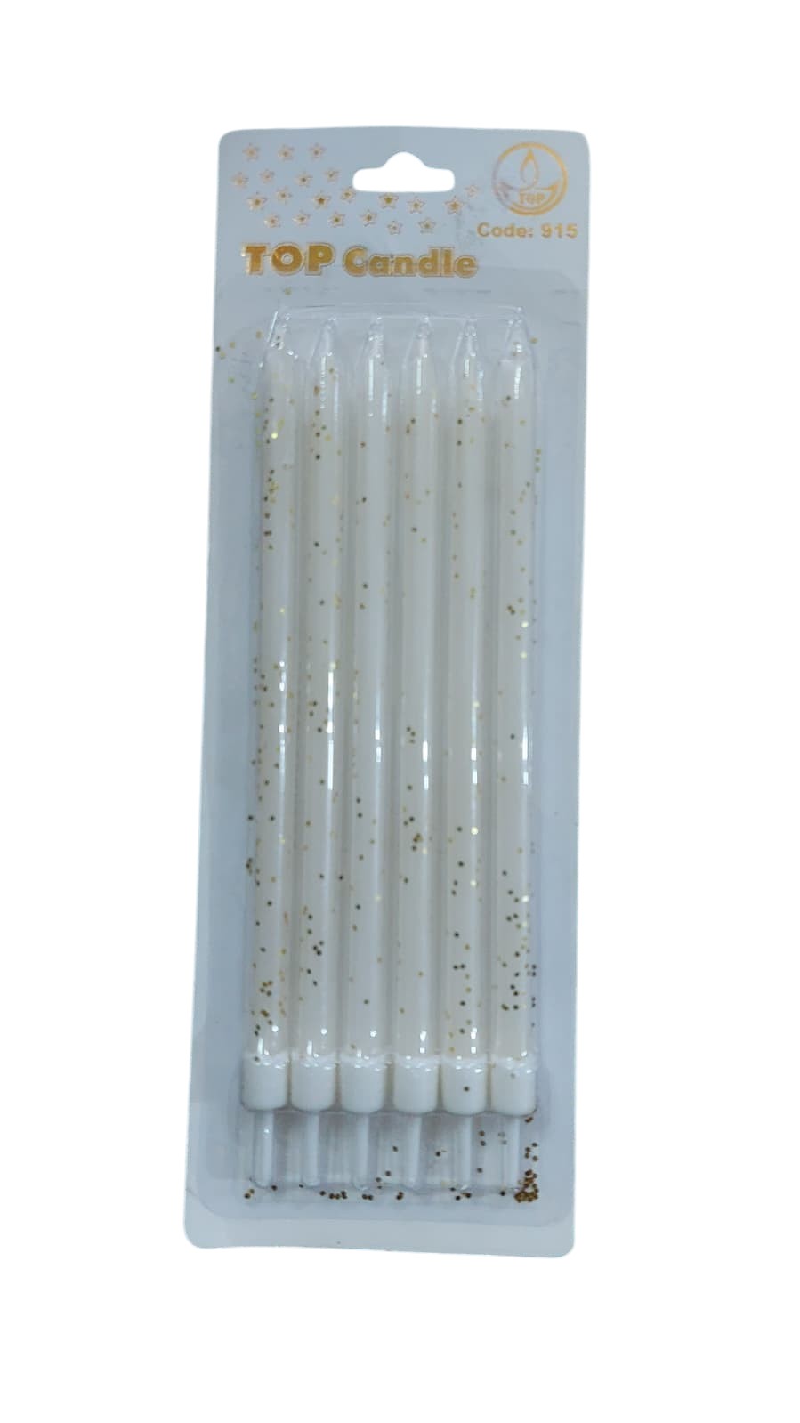 GOLD SİMLİ BEYAZ PASTA MUMU SETİ - 14 CM EKSTRA UZUN VE ELİT 6 ADET