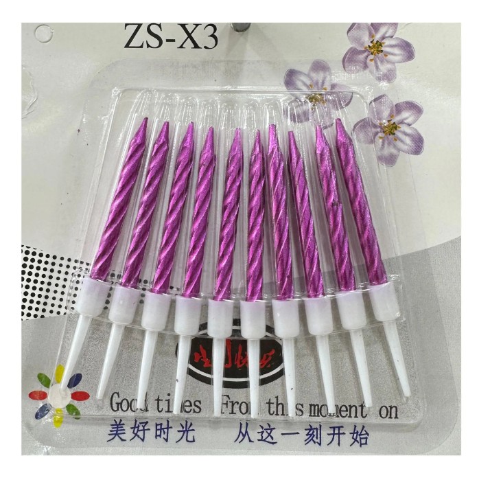 METALİK PEMBE BURGULU PASTA MUMU SETİ - 5 CM ŞIK VE CANLI 10 ADET