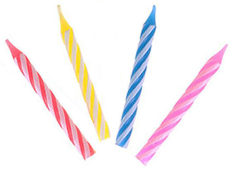 RENGARENK ÇİZGİLİ PASTA MUMU SETİ - 5 CM NEŞELİ VE KLASİK 9 ADET