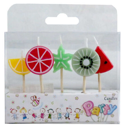 KARİŞIK MEYVE FİGÜRLÜ PASTA MUMU SETİ - 3X7 CM RENKLİ VE EĞLENCELİ 5 ADET