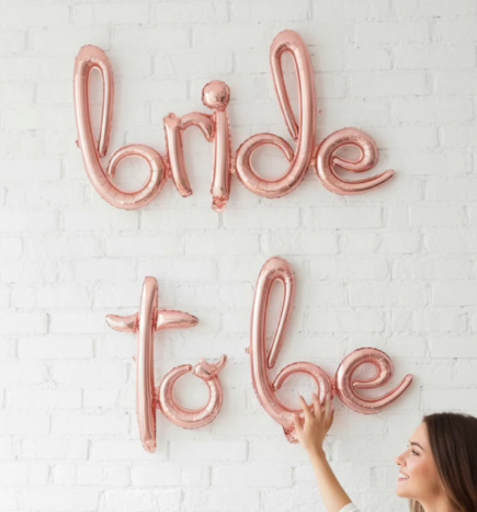 ROSE GOLD EL YAZISI "BRIDE TO BE" FOLYO BALON SETİ - DEV BOY BEKARLIĞA VEDA VE GELİN PARTİSİ DEKORU
