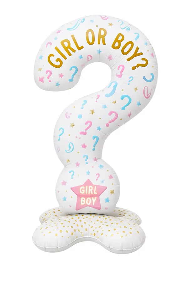 CİNSİYET BELİRLEME SORU İŞARETİ AYAKLI FOLYO BALON - 110X52 CM DEV BOY GENDER REVEAL PARTİ DEKORU
