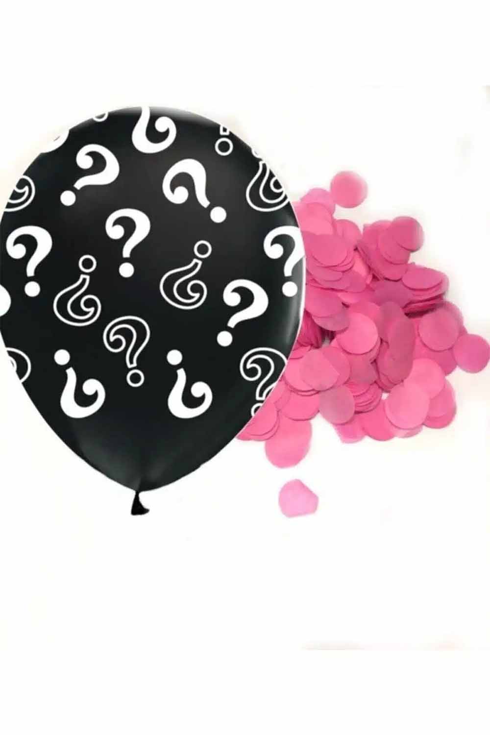 SİYAH KONFETİLİ CİNSİYET BELİRLEME BALONU - 18 İNÇ PEMBE KONFETİ DOLGULU SÜRPRİZ BALON KIZ