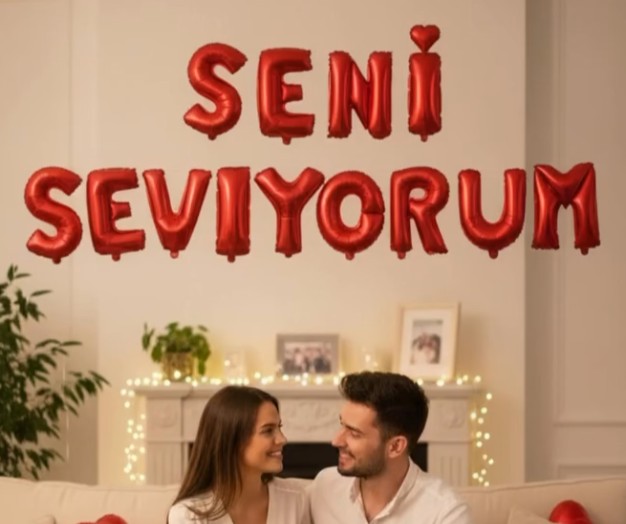 KIRMIZI "SENİ SEVİYORUM" FOLYO BALON SETİ - 13 PARÇA 16 İNÇ ROMANTİK SÜRPRİZ DEKORU