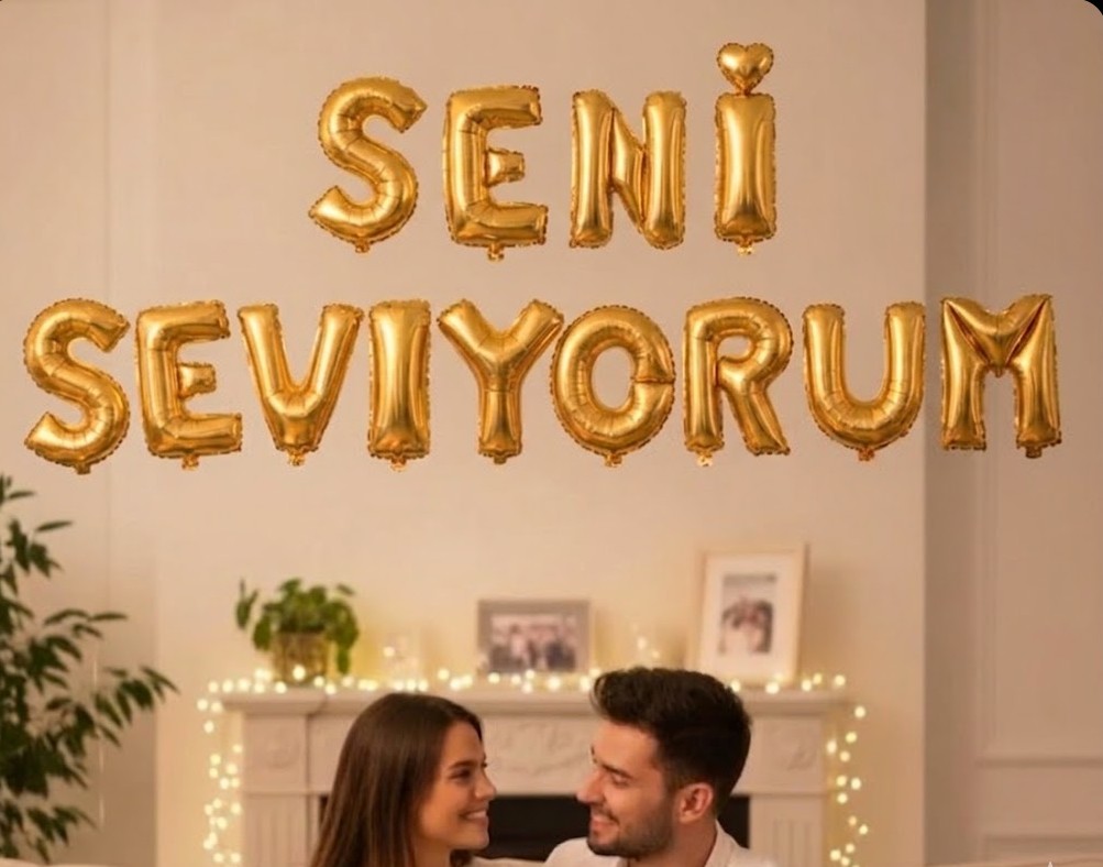GOLD "SENİ SEVİYORUM" FOLYO BALON SETİ - 13 PARÇA 16 İNÇ GÖRKEMLİ VE ROMANTİK DEKOR