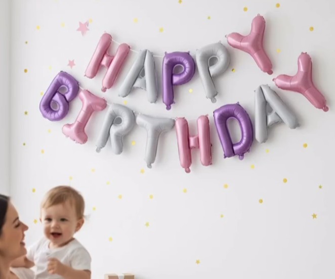 PEMBE, MOR VE GÜMÜŞ KARMA "HAPPY BIRTHDAY" FOLYO BALON SETİ - 13 PARÇA 16 İNÇ ŞIK DOĞUM GÜNÜ BANNER