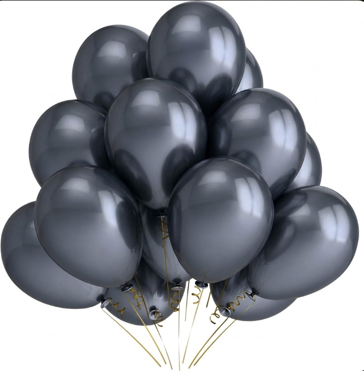 KOYU GRİ METALİK BALON - 1 ADET 12 İNÇ MODERN PARTİ SÜSLEMESİ