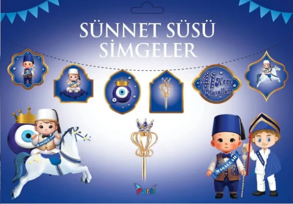 SÜNNET SÜSÜ SİMGELER BANNER - 110X14 CM 6 PARÇA TEMATİK PARTİ SÜSLEMESİ