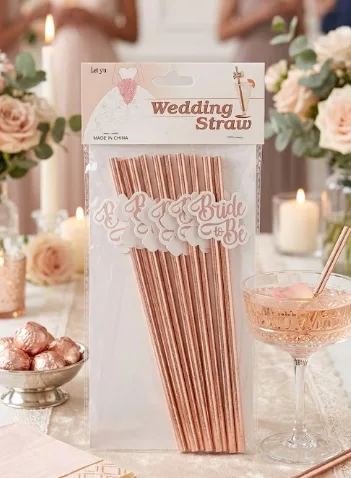 Rose Gold "bride To Be" Temali Kağit Pi̇pet Seti̇ – 10 Adet Ekonomi̇k Paket