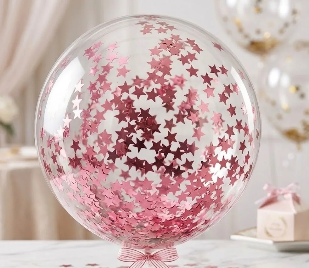Yildiz Şeki̇lli̇ Pul Şeffaf Balon Süsü (pembe) 2. fotoğraf