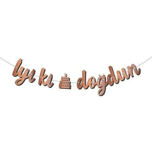 Rose Gold "i̇yi̇ Ki̇ Doğdun" Pasta Detayli Kali̇grafi̇k Banner (25x135 Cm)