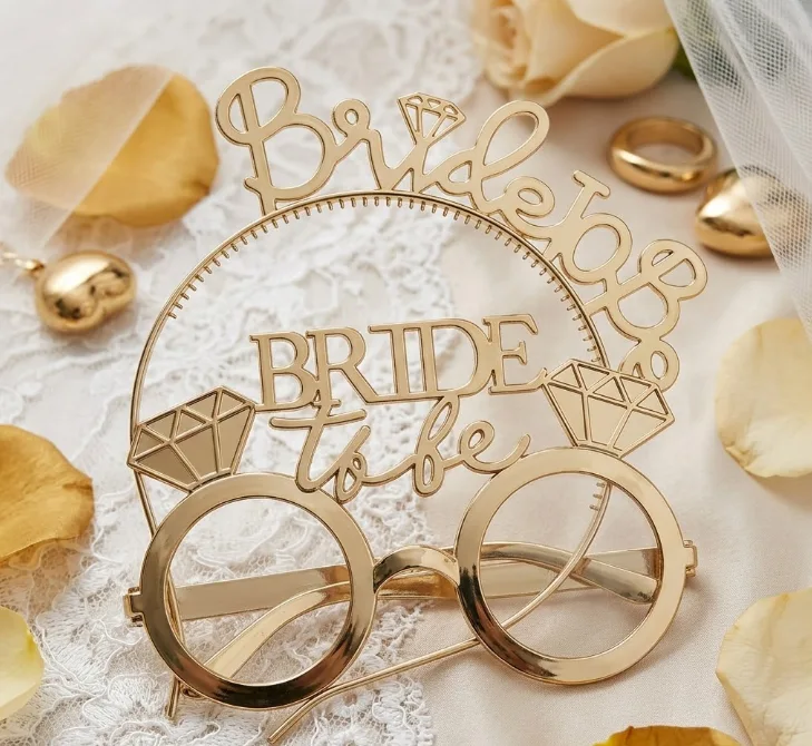 Rose Gold "bride To Be" Pleksi̇ Gözlük Ve Taç Seti̇