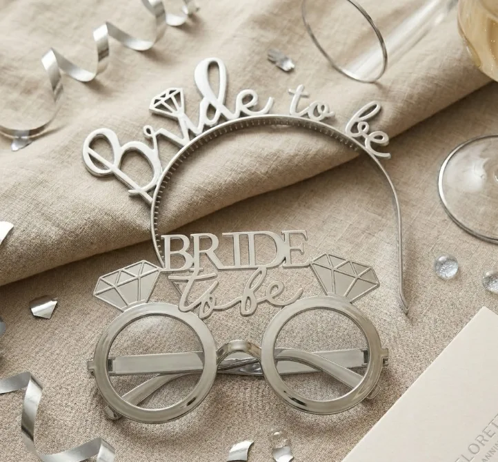 Gümüş "bride To Be" Pleksi̇ Gözlük Ve Taç Seti̇ – Bekarliğa Veda Aksesuarlari