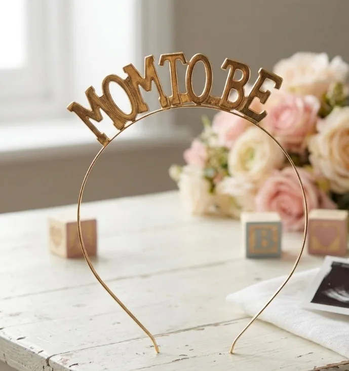 Gold Metali̇k "mom To Be" Baby Shower Taci – Anne Adayi Özel Aksesuari