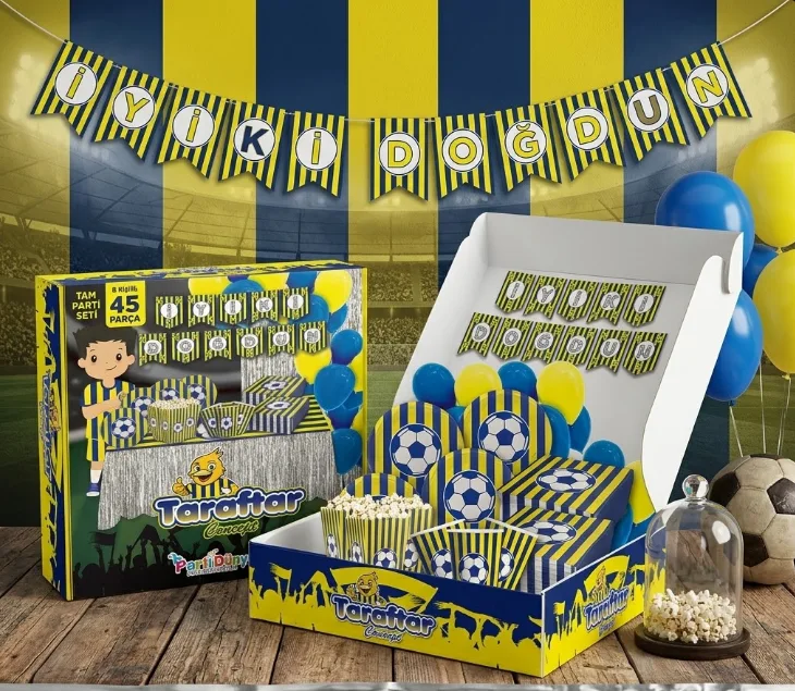 Fenerbahçe Taraftar Temali 45 Parça Lüks Doğum Günü Parti̇ Seti̇ - Parti̇ Vi̇va