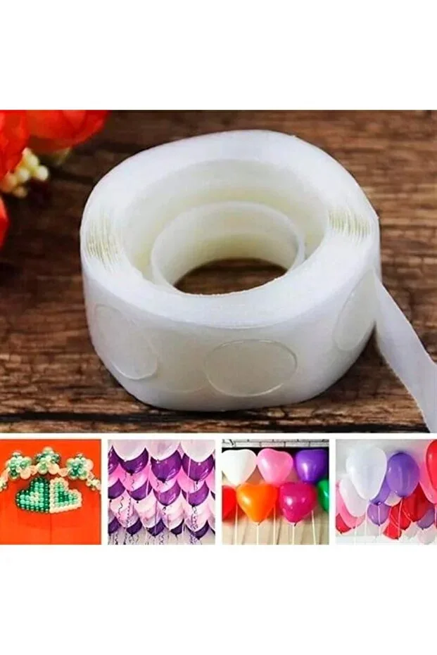 100 Adet Çi̇ft Tarafli Şeffaf Balon Yapiştirma Bandi – Prati̇k Balon Sabi̇tleme