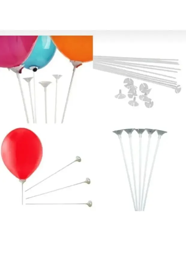 Balon Takma Çubuğu Ve Huni̇si̇ 10 Adet – Ekonomi̇k Balon Tutucu Ve Dağitma Aparati – Parti̇ Vi̇va