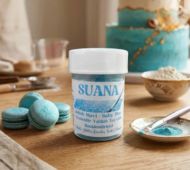 Suana Bebek Mavi̇si̇ Yeni̇lebi̇li̇r Yaldizli Toz Gida Renklendi̇ri̇ci̇si̇ 5 Gr – Pasta Ve Tatli Süsleme Si̇mi̇